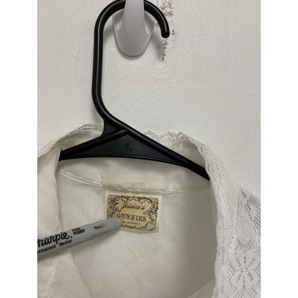 Vintage Gunne Sax Victorian Blouse S/M Romantic Lace Ruffles Ivory Crepe - Picture 3 of 6